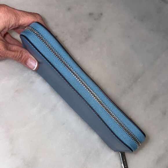 Kate Spade Wallet Leather Staci Blue White Colorblock Full Zip Continental - Picture 8 of 16